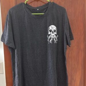 Dark Gray Octopus Print Tee